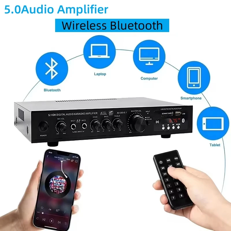 Genius Home Cinema - AV-369BT Bluetooth 5.1 Sound Speaker AMP