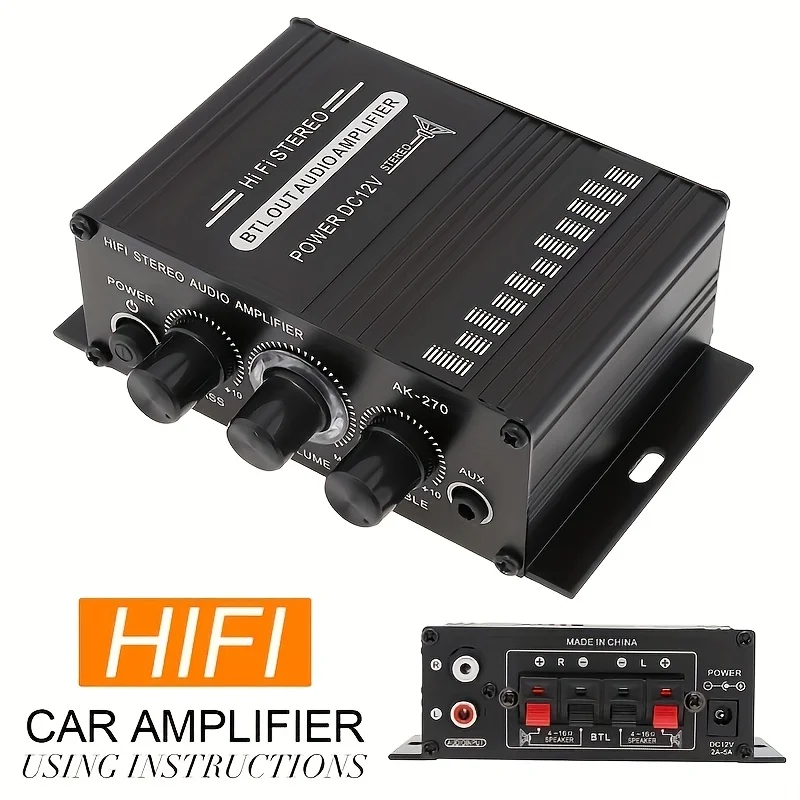 Genius Home Cinema - AK-270 400W Mini Power Amplifier 12V/24V