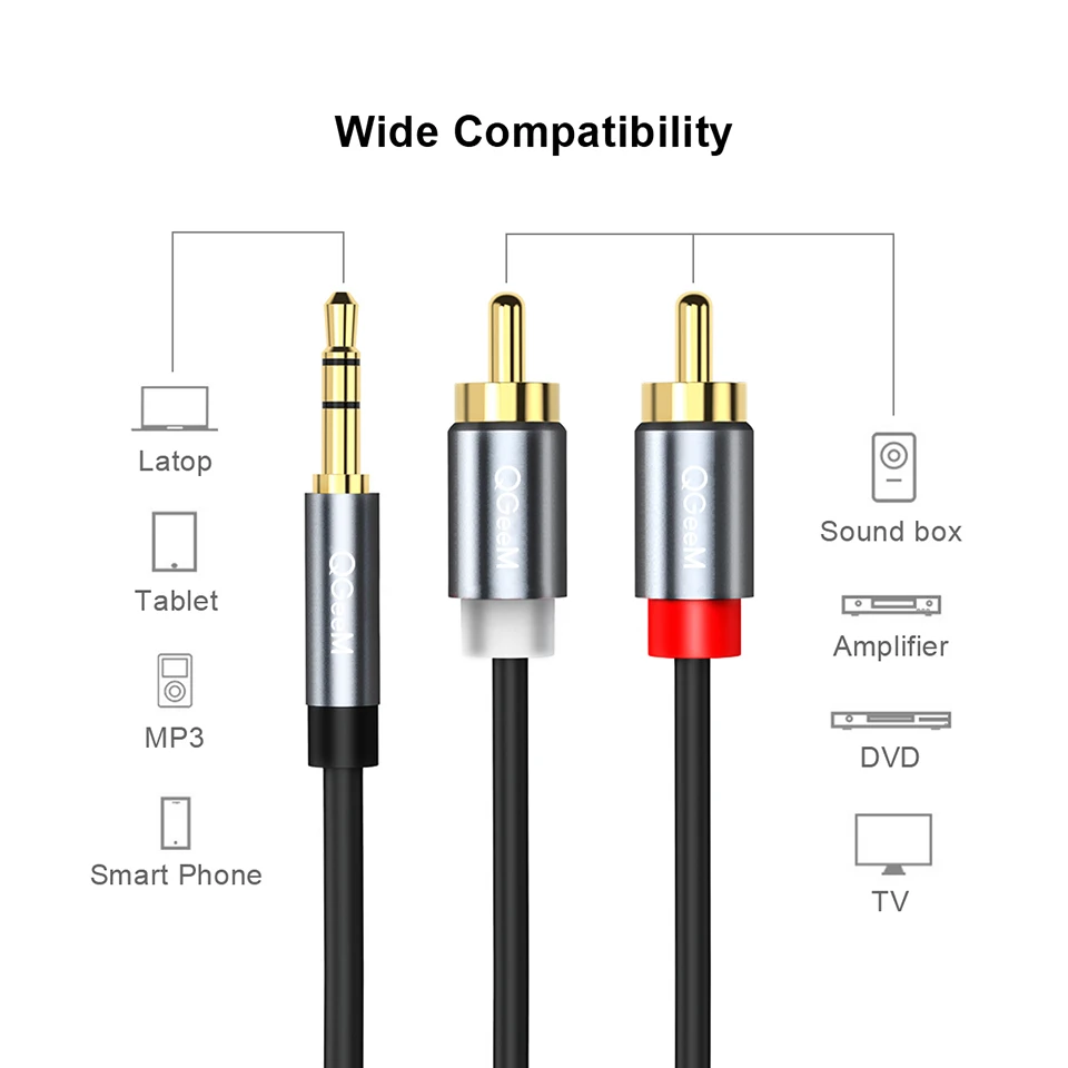 QGeeM RCA Cable 2RCA to 3.5 Au - Genius Home Cinema review and price