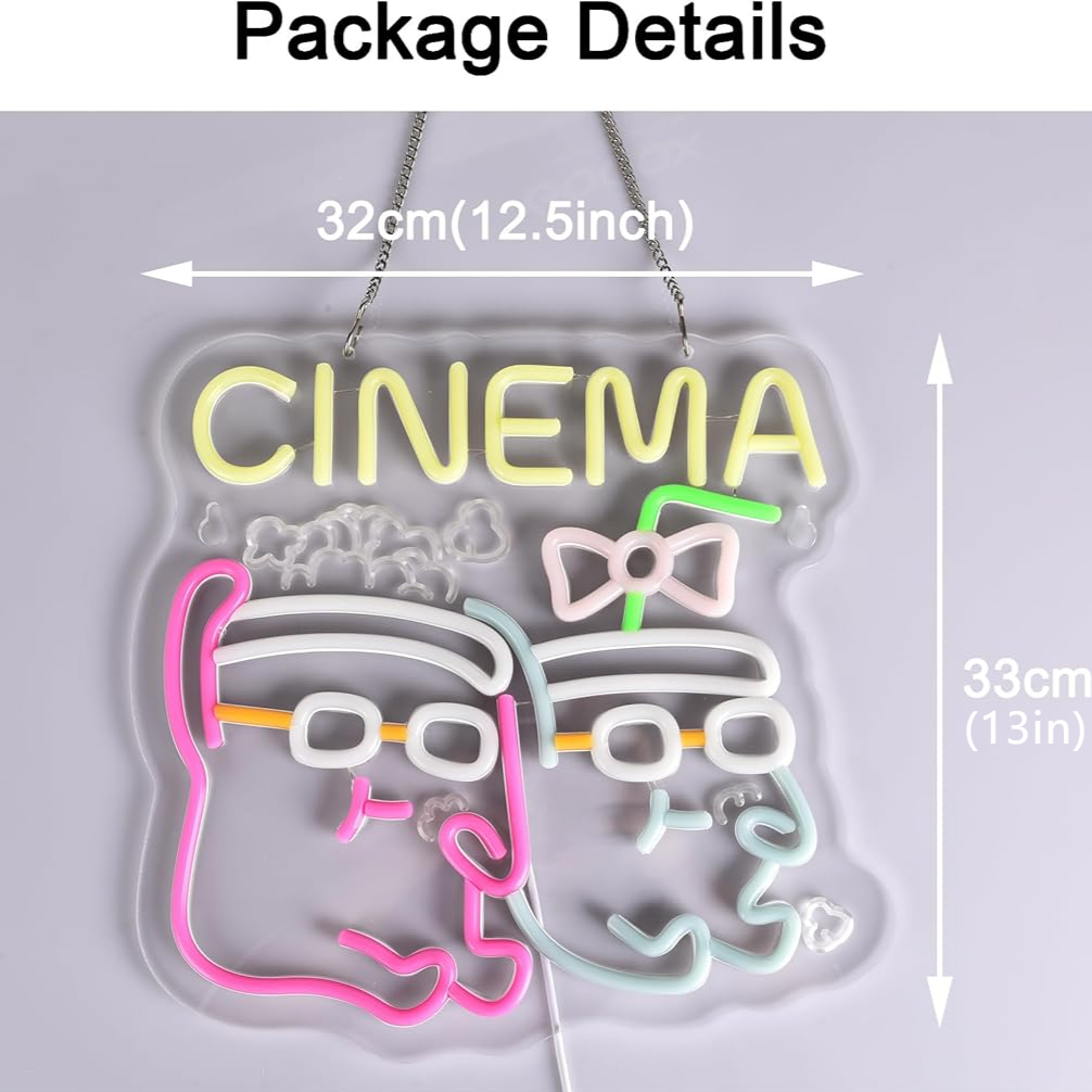 Cinema Neon Sign LED Popcorn D - Home Cinema Films review and price